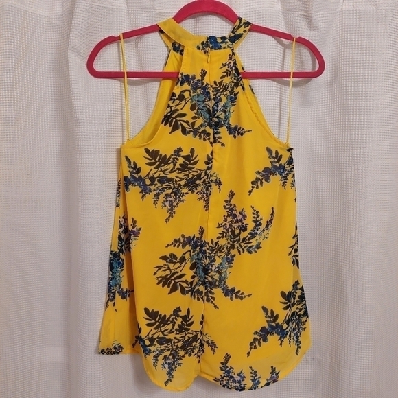 Japna yellow and blue floral halter neck blouse size small - Picture 3 of 10